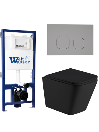 Комплект инсталляции с унитазом Weltwasser BAMBERG 525 + GELBACH 043 MT-BL + BAMBERG CR