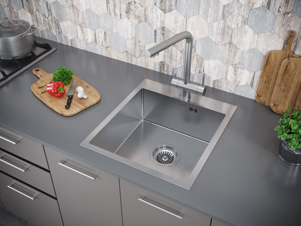 Мойка Paulmark KRONER 45 PM214551-BS 510х450 ммх200 мм, нержавеющая сталь, нержавеющая сталь