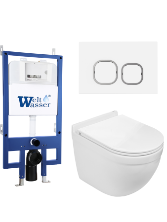 Комплект инсталляции с унитазом Weltwasser BAMBERG 545 + HEIMBACH 043 GL-WT + BAMBERG WT
