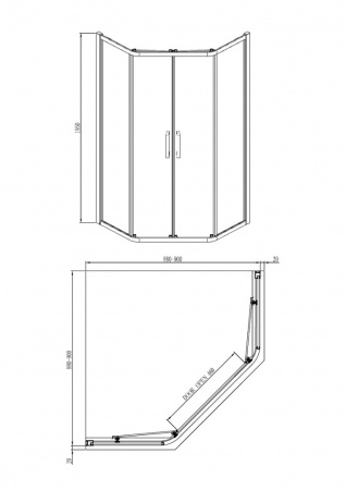 Душевое ограждение Adema Glass Line Penta 90 прозрачное