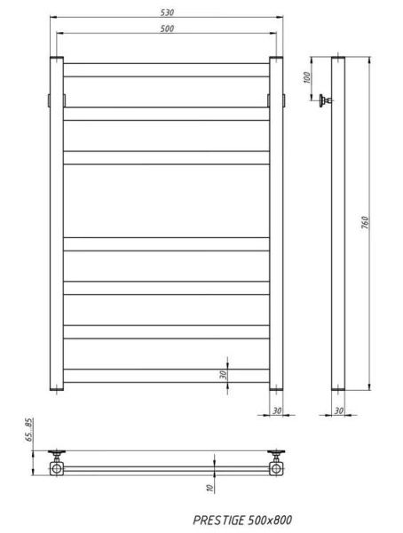 Полотенцесушитель Stinox Prestige водяной 50x80