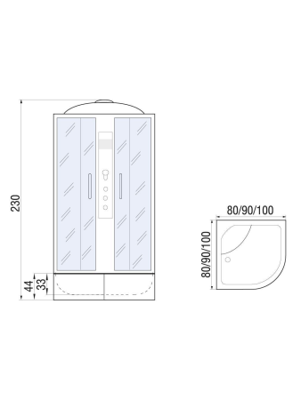 Душевая кабина River DUNAY XL 80/43 MT 800х800х2300мм