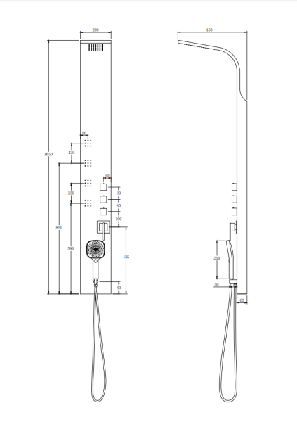 Душевая панель Taliente TA-G-A01Ww прямоугольная настенная