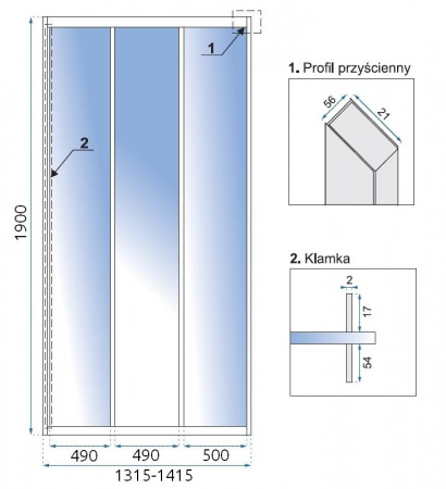 Душевая дверь Rea ALEX 140 Rea-K0922