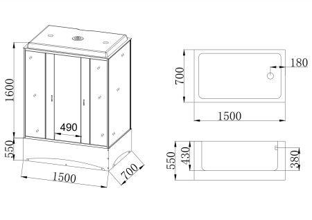 Душевой бокс Taliente TA-15070G 150х70