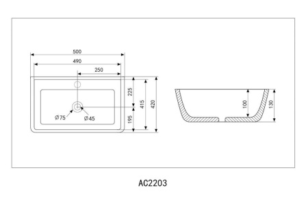 Раковина накладная ABBER Rechteck AC2203MB черная матовая