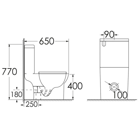Унитаз напольный Azario FRETTA ROUND N 340х650х770 безободковый, c быстросьемным сиденьем микролифт (AZ-1038A)
