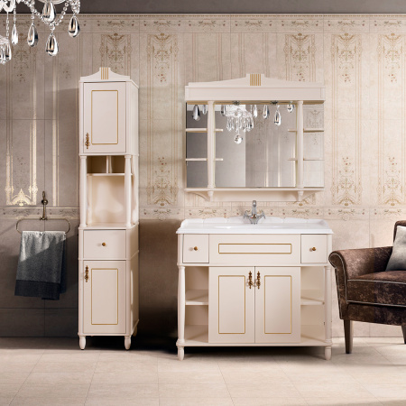 Тумба под умывальник Belux напольная Флоренция 105-02 Слоновая кость с золотой патиной