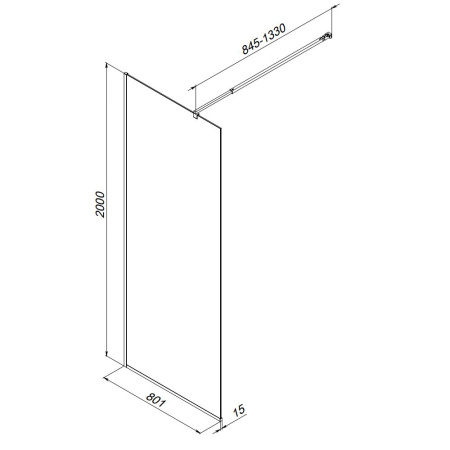 W84WI-80-F1-BTE Душевая перегородка AM.PM Func 80x200, стекло прозр. 8 мм + покрытие, профиль черный