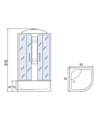 Душевая кабина МОНОМАХ МОНОМАХ 80/43 С МЗ 800х800х2100мм