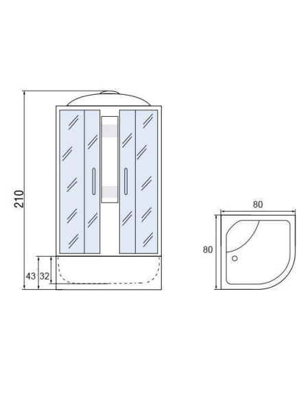Душевая кабина МОНОМАХ МОНОМАХ 80/43 С МЗ 800х800х2100мм