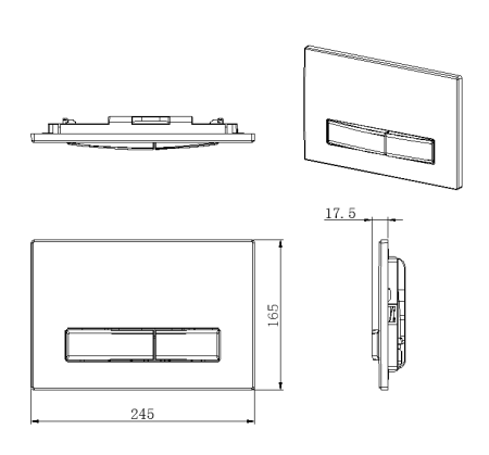 Комплект инсталляции BURKE MOD1 200.00.1 с хром матовой кнопкой смыва и подвесной безободковый унитаз SantiLine SL-5005