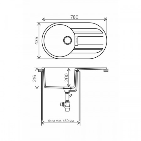 Кухонная мойка Tolero Loft TL-780 43.5x78 черный