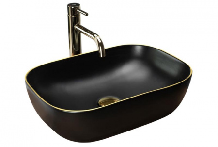 Умывальник Rea Belinda Black Matt Gold Edge U9659