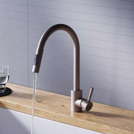 D3007511 Logic Кухонный смеситель Dorff  с вытягивающимся изливом, сатин