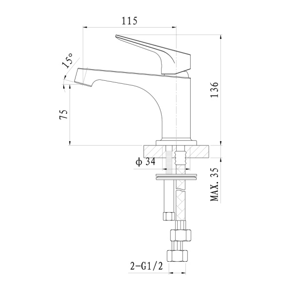 Смеситель для раковины WONZON & WOGHAND Balance, Хром (WW-051121-CR/L)