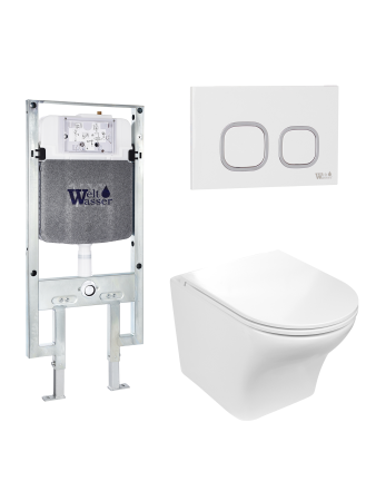 Унитаз с инсталляцией WeltWasser AMBERG 497 ST + ODENBACH 004 GL-WT + AMBERG RD-WT