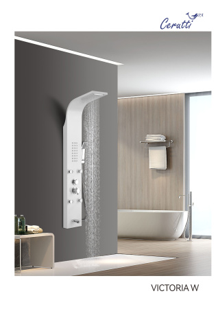 Панель VICTORIA W душевая из нержавеющей стали с форсунками Ceruttispa CT9979, цвет белый