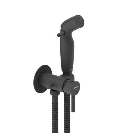 211000300 Option Смеситель Damixa, монтируемый в стену, с гигиеническим душем и крючком, черный