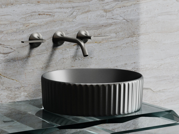 Умывальник чаша накладная круглая Ceramicanova Element 360*360*115мм, темный антрацит матовый, CN6057MDH