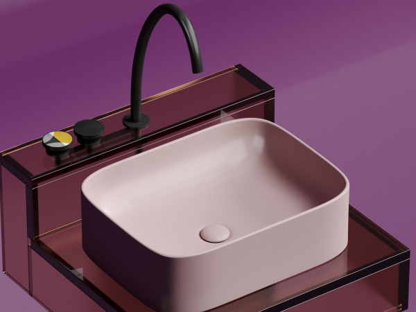 Умывальник чаша накладная прямоугольная Ceramicanova Element 505*380*150мм, розовый матовый, CN6052MP