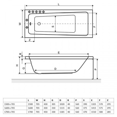 Акриловая ванна Excellent Ava 150x70 WAEX.AVA15WH
с ножками NWE-64