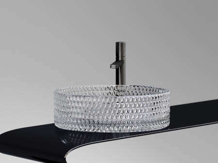 Умывальник чаша накладная круглая Ceramicanova Cristal 360*360*112мм, прозрачная, CN6062