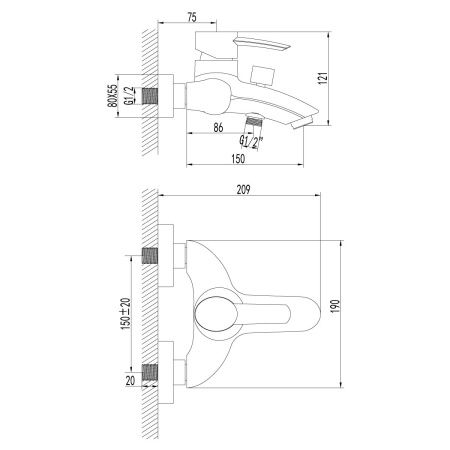 Смеситель Lemark Atlantiss LM3202C для ванны