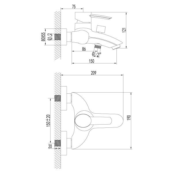 Смеситель Lemark Atlantiss LM3202C для ванны