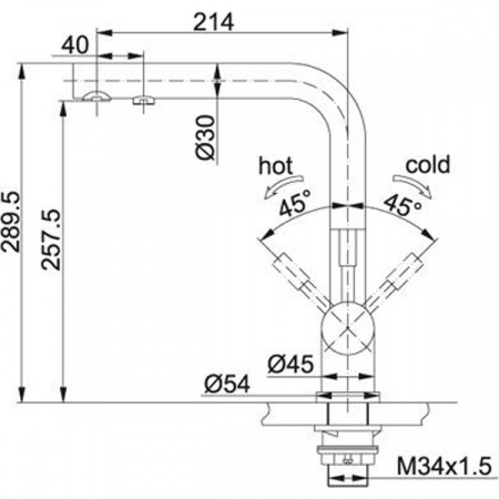 Смеситель для мойки Franke Atlas Clear water нержавеющая сталь, 120.0179.978