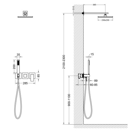 Встраиваемая душевая система TIMO Selene SX-2169/17SM, матовое золото