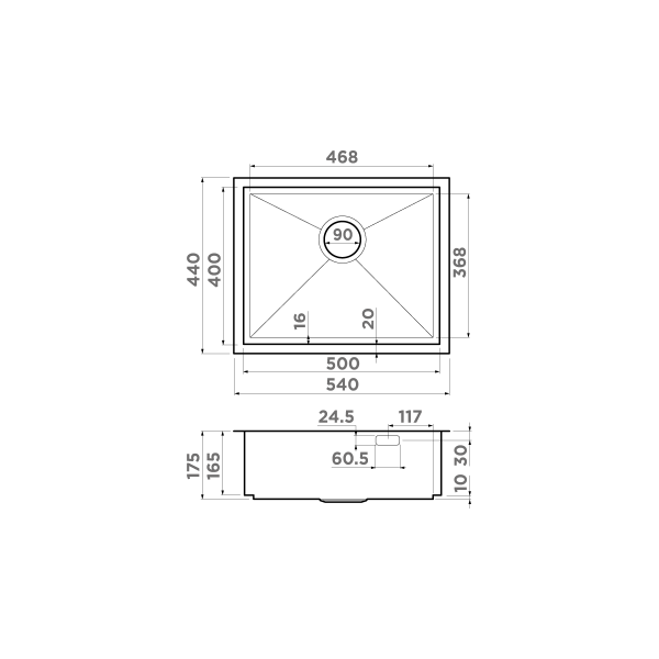 Кухонная мойка Omoikiri Kasen 54-16-INT-GM нерж. сталь/вороненая сталь 4997061