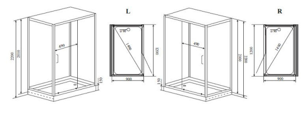 Душевая кабина Timo Premium PURO  (90*120*220), шт