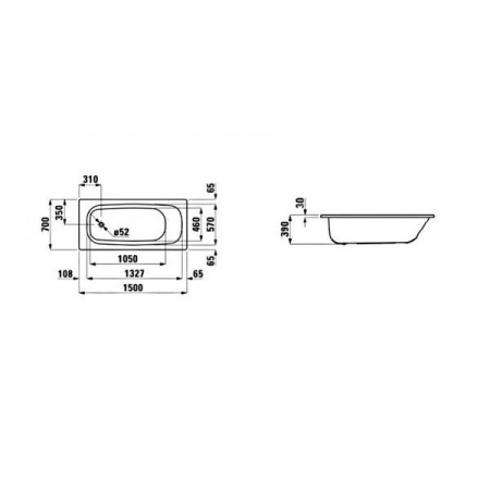 Стальная ванна Laufen Pro 150x70 2219500000401