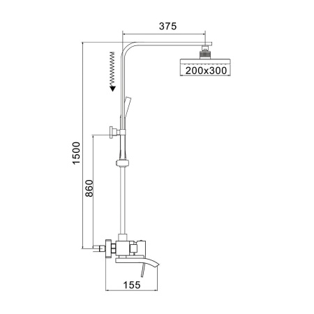 Душевая стойка со смесителем Rose R1556T