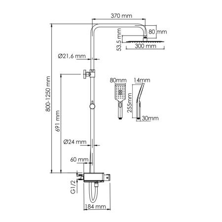 Душевая система WasserKRAFT A113.118.126.CH Thermo с термостатическим смесителем