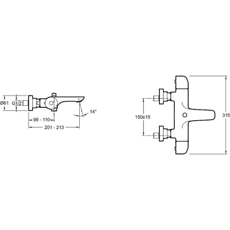 Смеситель для ванны Jacob Delafon Villette E23721-CP с термостатом Хром