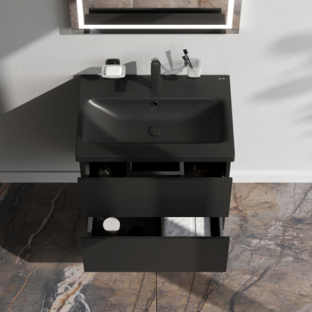 M90FHX06022BM Gem База под раковину AM.PM, подвесная, 60 см, 2 ящика push-to-open, черный матовый