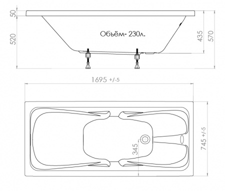 Акриловая ванна Triton Стандарт 170х75 Экстра
