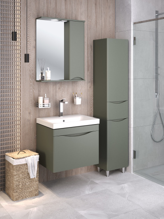 Тумба под раковину Runo подвесная цемент (под умывальник Moduo 60 ) Афина 60 (00-00001205)