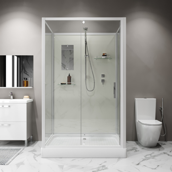 Душевая кабина Niagara Standart ST120/90/15Q/BK (120х90х200) прямоугольник,поддон 15см,распашная,проф.белый,без крыши