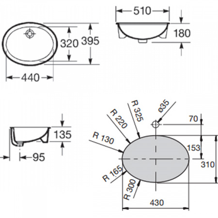 Умывальник врезной Neo-selene 51*38