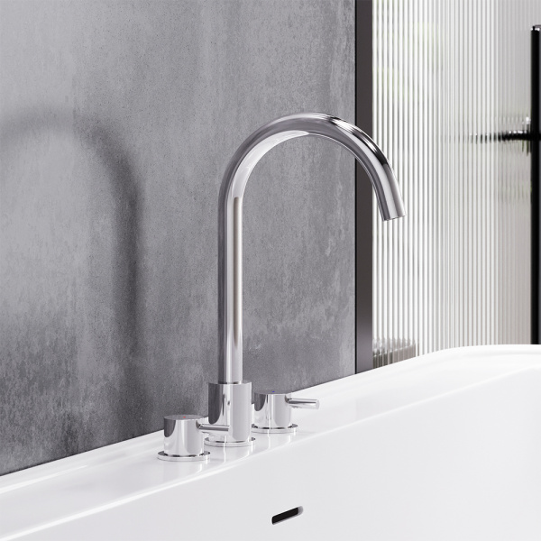 360200000 Scandinavian Pure Смеситель для умывальника Damixa, встраиваемый в столешницу, трёхсекционный, хр