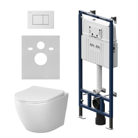 IS100201.801900 Инсталляция MasterFit с клавишей S глянц белый с подвесным унитазом Like Aquaspin с сиденьем м/лиф