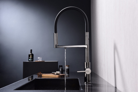 Смеситель для кухни Paulmark TORNADO To213402-GB, глянцевый черный