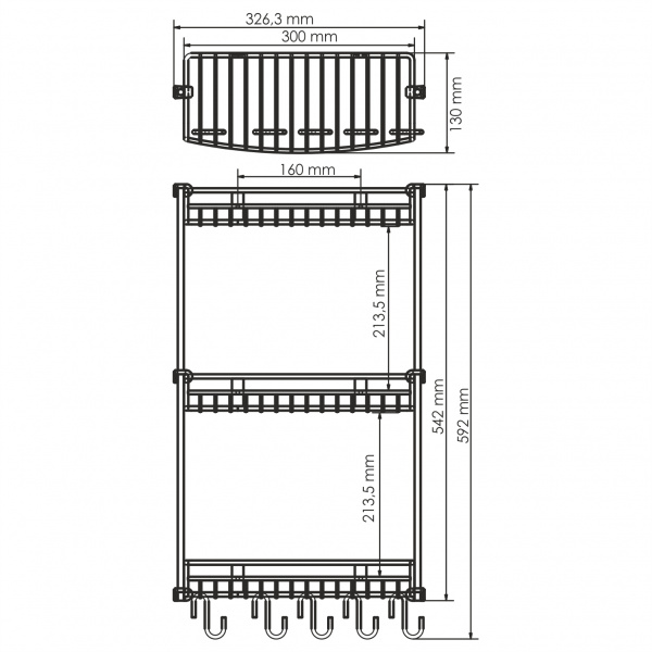 Полка металлическая тройная WasserKRAFT K-1433