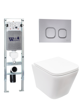 Комплект инсталляции с унитазом Weltwasser AMBERG 350 ST + GELBACH 043 MT-WT + AMBERG RD-CR