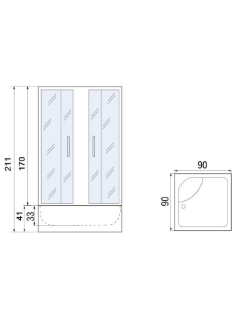 Душевой уголок River MORAVA 90/41 MT с поддоном
