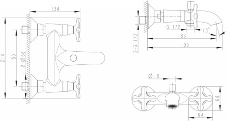 Смеситель для ванны Bravat Summer Rain F677111C-01, хром