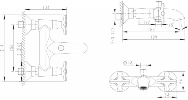 Смеситель для ванны Bravat Summer Rain F677111C-01, хром